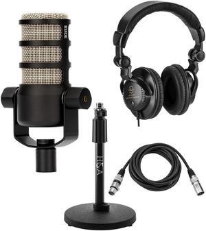 Rode PodMic Dynamic Podcasting Microphone with Headphones, Stand, Cable