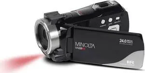 Minolta MN220NV Full HD 24MP 3" Touchscreen Night Vision Wi-Fi Camcorder, Black