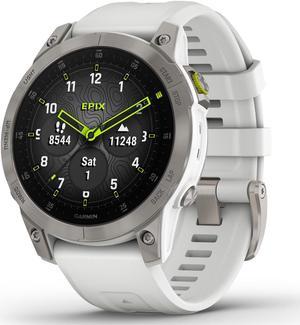 Garmin Epix Gen 2 Sapphire 47mm GPS Smartwatch, White Titanium #010-02582-20