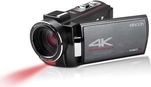 Minolta MN4K25NV 4K Ultra HD 30MP 3" Touchscreen Camcorder w/Night Vision, Black