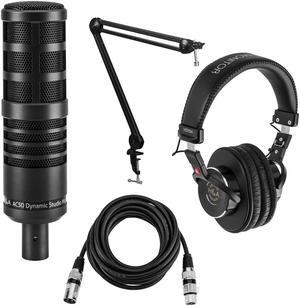 H&A AC50 Cardioid Dynamic Studio Broadcast Microphone w/Broadcast Arm & Acc Kit