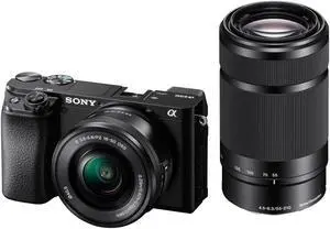 Sony Alpha a6100 Mirrorless Camera with 16-50mm & 55-210mm Lenses W/ Zoom Flash