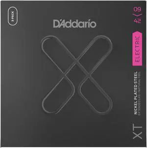 D'Addario XTE0942 XT Nickel Wound Electric Guitar String Set, Super Light, 9-42 Gauge, 3-Pack