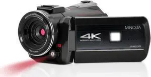 Minolta MN4K40NV 4K Ultra HD 30MP 3" Touchscreen Night Vision Camcorder with LED Light, Black