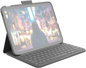 Logitech Slim Folio Protective Bluetooth Keyboard Case for Apple iPad 10.9" 10th Gen, Oxford Gray