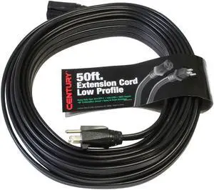 Milspec 50' Heavy Duty 12/3 SPT-3 Low Profile Flat Extension Cord, Black