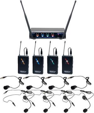 VocoPro Digital-Quad-B 4-Ch UHF Headset & Lapel Mic System, 915 to 927.2MHz