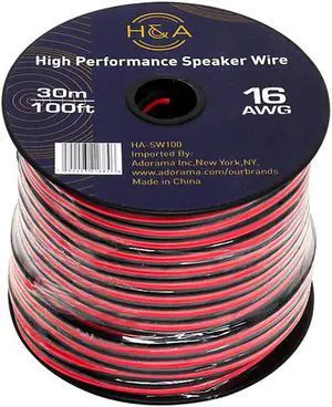 H&A 16 AWG Speaker Wire Cable (100' Spool) #HASW100