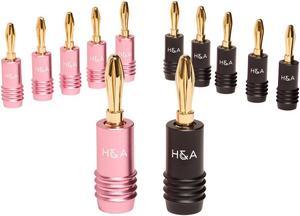 H&A Speaker Connector Banana Plugs, 6 Pair #HA-BP-6P