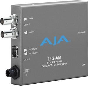 AJA 12G-AM 12G-SDI 8-Ch AES Audio Embedder/Disembedder Converter, Fiber Options