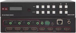 Hall Research 4K HDMI 4x4 Matrix Video Switcher, Black #HSM-44-UHD