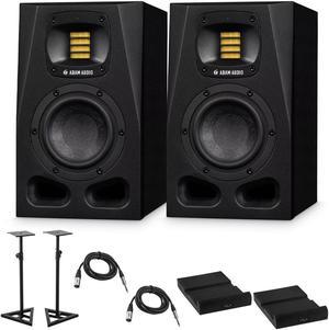Adam Audio 2x A4V Vertical Active Studio Monitor with Accessories Kit