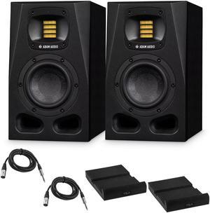 Adam Audio 2x A4V Vertical Active Studio Monitor with Isolation Pads & Cables