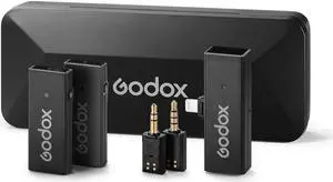 Godox MoveLink Mini 2.4GHz Lightning Wireless Microphone Kit 2, Classic Black