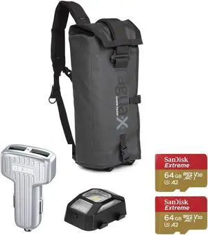 miggo Agua Stormproof Cover with Landing Mat, Bundle with 2x 64GB Memory Card, Strobe Light and Car Charger