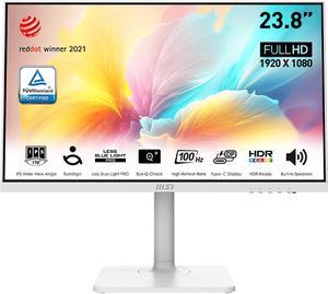 MSI Modern MD2412PW 24-inch IPS 1920 x 1080 (FHD) Computer Monitor, 100Hz, Adaptive-Synch, HDR Ready, HDMI, USBC 15W Power Delivery, Speaker, VESA Mountable, Height Adjustable, 1ms, White