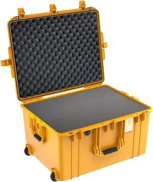 Pelican 1637AirWF Wheeled Hard Case with Foam Insert, Yellow #016370-0001-240