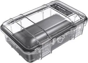 Pelican M50 Waterproof Hard Micro Case, Medium, Clear/Black #M500-0250-100