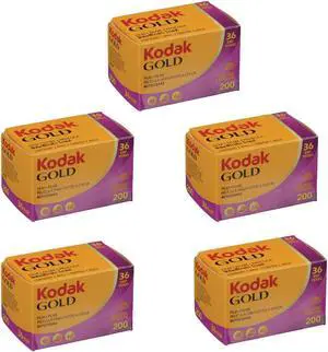 KODAK Kodacolor Gold 200 35mm Color Negative Roll Film,200 ISO,36Exposure,5-Pack