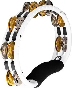 Meinl Recording Combo Hand Held ABS Tambourine with Double Row Jingles, White