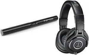 Sennheiser MKE 600 Shotgun Microphone with Audio Technica M40x Pro Monitor Headphones