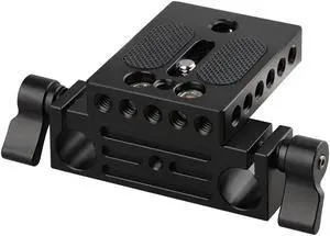 CAMVATE Camera Baseplate with 15mm Railblock for DSLR Rig 15mm Rod Rail Support System