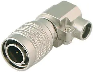 Cable Techniques 4-Pin Male DC Push-Pull Connector, Nickel, Right-Angle End
