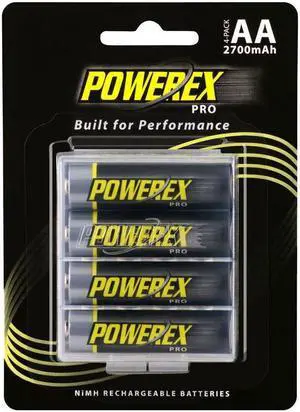 Maha Powerex PRO AA 1.2V 2700mAh Rechargeable NiMH Batteries, 4-Pack #MHRAA4PRO