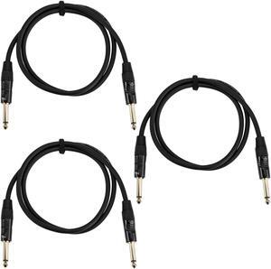H&A Elite Pro 1/4" to 1/4" Male Instrument Cable w/Rean Gold Connectors, 3'