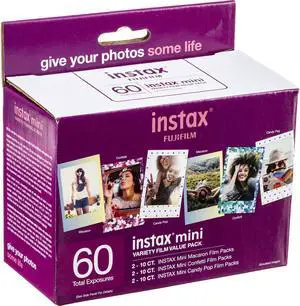 Fujifilm Instax Mini Instant Film Variety Value Pack, 60 Exposures #600021110