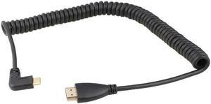 CAMVATE Right-Angle Mini HDMI to HDMI Coiled Cable, 12" to 79" #C2402