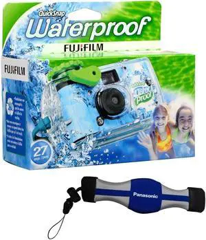 Fujifilm QuickSnap 800 Waterproof 35mm One-Time-Use Disposable Camera, 27 Exposures with Panasonic Floating Camera Strap
