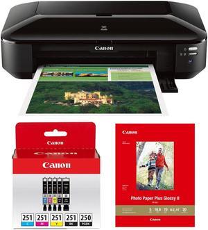 Canon PIXMA iX6820 Inkjet Printer w/Color Ink Pack & 20-Sheet Glossy Photo Paper