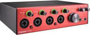 Focusrite Clarett+ 4Pre 8-Ch 18-In/8-Out Audio Interface, S/W Suite for PC & Mac