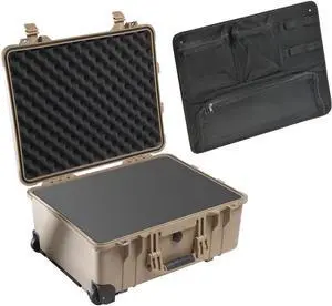 Pelican 1560 Watertight Wheeled Hard Case with Foam, Tan, w/PC1569 Lid Organizer