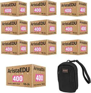 Arista EDU Ultra 400 35mm Black & White Negative Roll Film, 10-Pack, Camera Bag