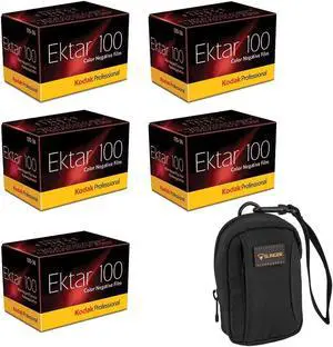 Kodak Ektar 100 Color 35mm Negative Roll Film, 5-Pack, with Camera Bag #6031330K