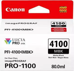 Canon PFI-4100 80ml Pigment Ink Tank for imagePROGRAF PRO-1100, Matte Black
