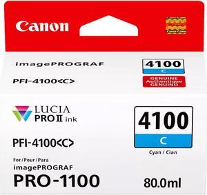 Canon PFI-4100 80ml Pigment Ink Tank for imagePROGRAF PRO-1100 Printer, Cyan
