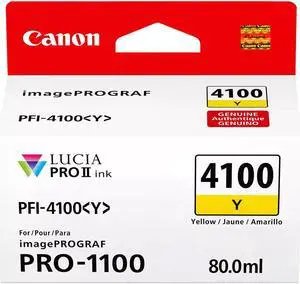 Canon PFI-4100 80ml Pigment Ink Tank for imagePROGRAF PRO-1100 Printer, Yellow