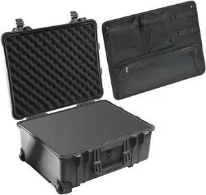 Pelican 1560 Watertight Hard Case with Foam, Black, with PC1569 Lid Organizer