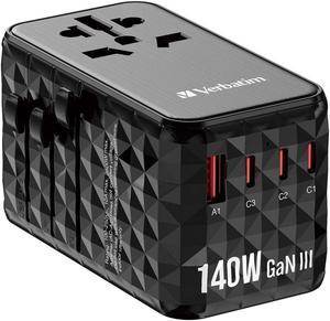 Verbatim UTA-10 GaN III 140W Universal Travel Adapter #32125