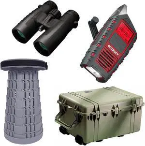 Pelican 1630 Case with Foam, Olive, with 10x42mm Binocular and Emergency Radio
