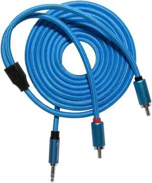 Kondor Blue 6' Dual Male RCA to 3.5mm Stereo Mini TRS Audio Cable, Blue