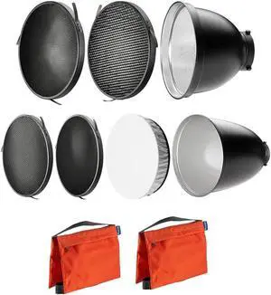 Westcott 70-Degree Wide Reflector with Honeycomb Grids, Bundle with 45-Degree Reflector and 2x Saddle Sandbag