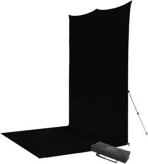 Westcott 8x13' X-Drop Pro Wrinkle-Resistant Backdrop Kit with Stand, Rich Black Sweep