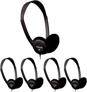 Maxell HP-100 Wired Stereo On-Ear Headphones, Black, 5-Pack #190319 5