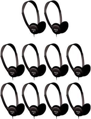 Maxell HP-100 Wired Stereo On-Ear Headphones, Black, 10-Pack #190319 10