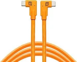 Tether Tools TetherPro 15' USB-C Right-Angle to USB-C Right-Angle Cable, High Visibility Orange