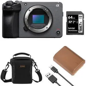 Sony FX30 Super 35 Cinema Line Camera Bundle With Spare Battery, 64GB V60, UHS-II SD Card, Shoulder Bag